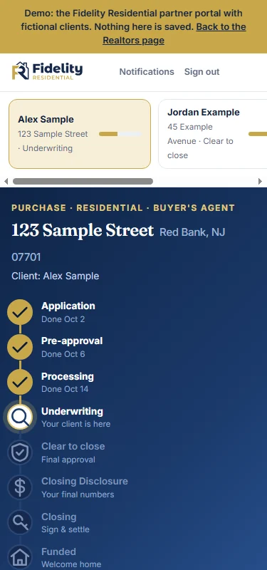 The partner portal on a phone